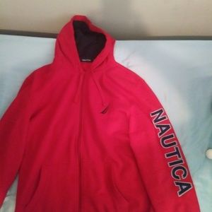 Red Nautica zip up hoodie